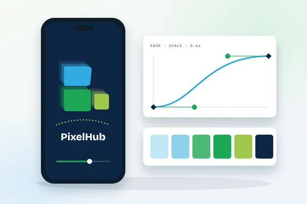 Phone showing an animated logo with motion keyframe curve